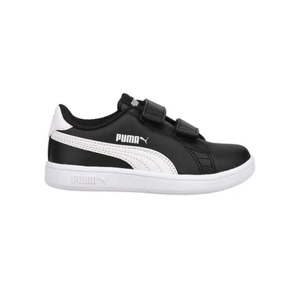 Zapatillas informales negras PUMA Smash V2 de cuero sin cordones para niños pequeños 365173-0 Foto 1 de 4