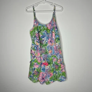 Lilly Pulitzer Aleene Romper Girls Medium 8-10 Colorful Tropical Vacation Preppy - Picture 1 of 7