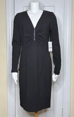 NWT $239 WORTH New York Gathered Waist V-Neck  Long Sleeve Sheath Dress Womens 8 - Image 1 of 4