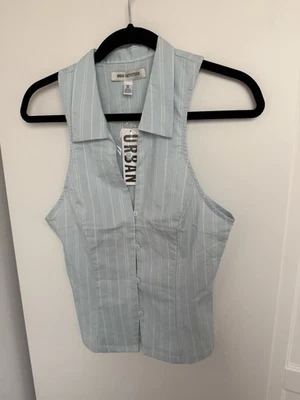 Urban Outfitters Mujer Fiesta Niña Camisa Chaleco, Rayas Azul Cielo y Blanco, M Nuevo con Etiquetas Foto 1 de 4