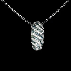 925 Sterling Silver Necklace Sapphire Round Diamond Cut Topaz Gemstone 18inches - Picture 1 of 13