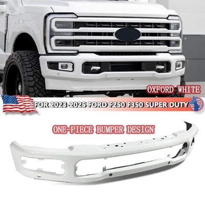 Oxford White Front Bumper Steel For 2023-2025 Ford F250 F350 Super Duty W/Holes - Image 1 of 4