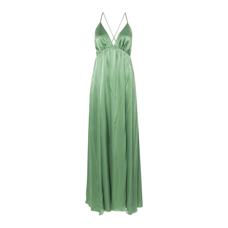 Maxi Vestido de Seda para Mujer IMMERMANN Verde Cuello en V Tirantes Sin Mangas Reino Unido 10 PVP 775 Foto 1 de 4