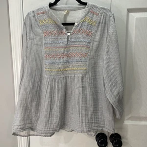 Women’s Ivy Jane Boho Puff Sleeve Shirt Size M/L - Picture 1 of 9