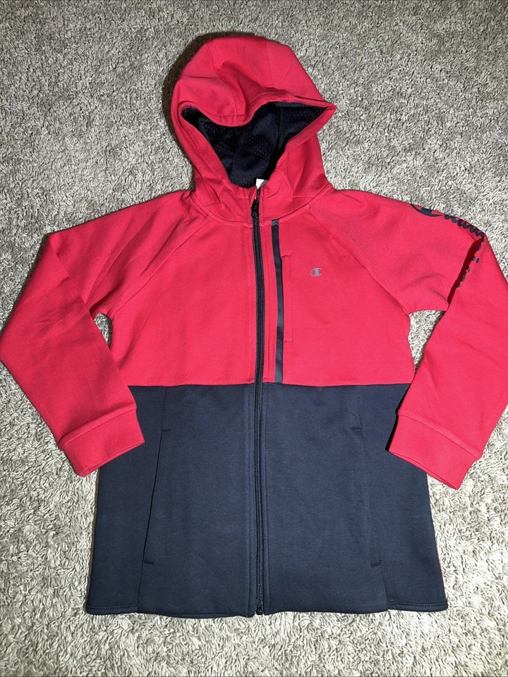Champion Youth Full Zip Hoodie - Red/Black - Size Medium (10/12) -