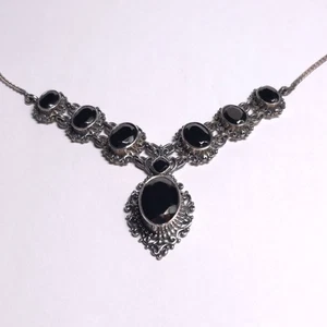 10.16ctw Shungite & Black Spinel 925 Sterling Silver Necklace 18in - Picture 1 of 9