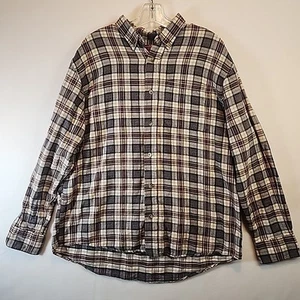 Camicia di flanella Five Brothers grande marrone tartan uomo retrò abbottonata usa grunge - Foto 1 di 6