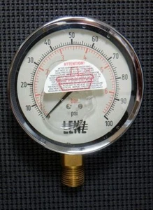 Lenz BAC-100-4L Pressure Gauge 0-100 PSI 4" Dial 1/2 NPT - Picture 1 of 4