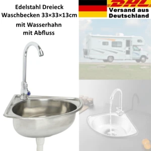 Zlewozmywak ze stali nierdzewnej + kran odpływ przyczepa kempingowa kamper kemping - Zdjęcie 1 z 10