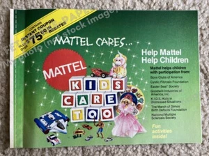 1989 catálogo de juguetes Mattel Cares folleto inserto He-Man luchadores de comida Barbie DIsney - Imagen 1 de 8