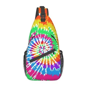 Colorful Rainbow Tie Dye Sling Backpack Chest Bag Crossbody Shoulder Bag Gym ... - Picture 1 of 9