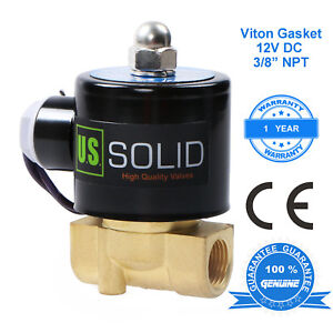 U.S. Solid 3/8" 12V DC Brass Electric Solenoid Valve Air Water, Normally Closed