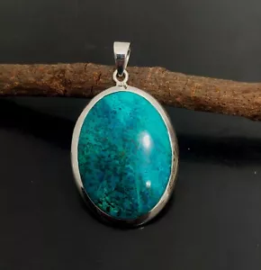 925 plata esterlina azurita natural gran piedra preciosa colgante joyería P-369 - Imagen 1 de 10