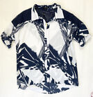 Nwt Alberto Makali Abstract Blue & White Embroidered Lace Blouse Top Size Medium