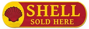 SHELL SOLD HERE CLAM SHELL 27" HEAVY DUTY USA MADE METAL AGED ADVERTISING SIGN - Picture 1 of 1