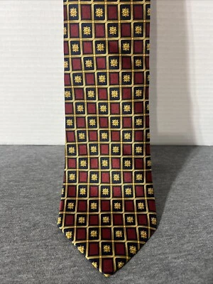 Corbata ancha hecha a mano de seda dorada, roja, azul ROUNDTREE & YORKE para hombre Foto 1 de 4