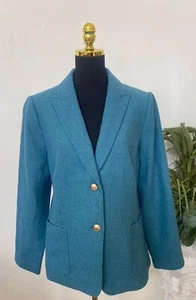 NWT Talbots Women’s Turquoise Blue Wool Blend Blazer Jacket Size 16, Retail $189 - Picture 1 of 8