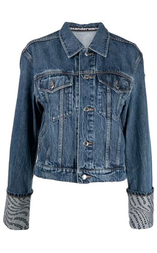 Giacca denim Alexander Wang stampa logo taglia XS