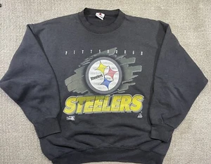 Vintage 1994 NFL Pittsburgh Steelers Black Crewneck Sweatshirt Men’s XL USA Made - Picture 1 of 9
