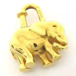 HERMES Elefant Motiv Cadena Schloss Taschenanhänger Gold Original mit Box #0109 - Bild 1 von 11