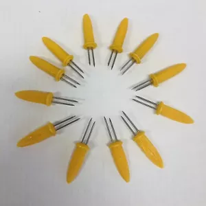 Vintage Corn Cob Holders Skewers Collectible Lot Of 12 Yellow Plastic - Picture 1 of 3