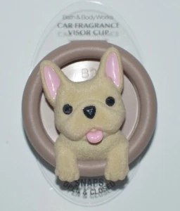BATH & BODY WORKS FRENCH BULL DOG SCENTPORTABLE HOLDER VISOR CLIP CAR FRESHENER