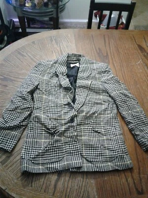 Blazer Pendleton Vintage Lana Pata de Gallo Cuadros Blanco y Negro Talla 6 (cb38) Foto 1 de 4
