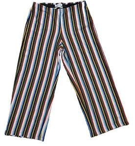 Urban Outfitters Womens Size M Cropped Rainbow Striped Wide Leg Terrycloth Pants - Picture 1 of 2