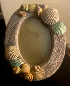 Seashell Motif Oval Photo Frame For 3.5x5" Photo/Art - Picture 1 of 5
