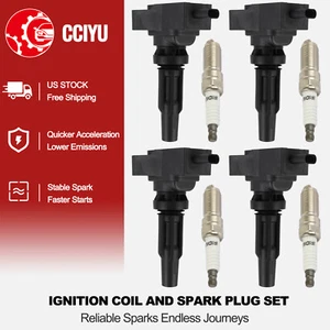 CCIYU 4 Ignition Coil + 4 Spark Plug For 2020-2023 Ford Explorer Ranger 2.3L L4 - Picture 1 of 8
