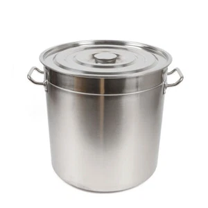 Polished Stainless Steel Stock Pot Brewing Kettle Kitchen Soup Big Cooking w/Lid - Picture 1 of 15