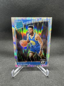 2018-19 Panini Donruss Optic Jacob Evans III Rated Rookie Shock Prizm #178 GSW