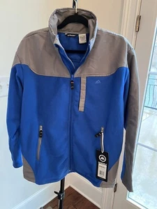 Snozu Performance Jacket Men Sz M Blue Gray Soft Shell Full Zip Fleece Lined NWT - Picture 1 of 9