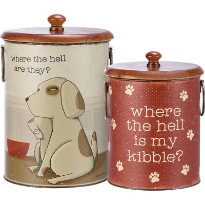 Dog Pet Canister Set - Where Are They Treat Holder Canister, Set of 2 NEW - Image 1 of 4