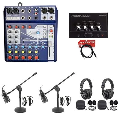 2) Person Gaming Twitch Stream Bundle Soundcraft Mixer+Headphones+Pro Mic+Stand - Image 1 of 4
