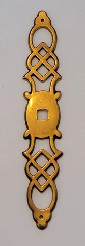 NOS NEW OLD STOCK ORNATE Vintage Brass Backplate KNOB PULL  5.5" Cover