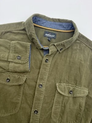 JEREMIAH Long Sleeve Button Down Corduroy Overshirt in Mossy Green MEN'S LARGE - Image 1 of 4
