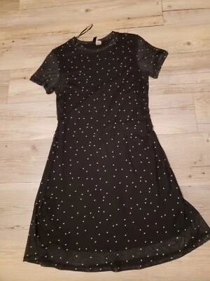 Diveded H&M Black Mesh Polkadot Black Dress Size Small - Image 1 of 4