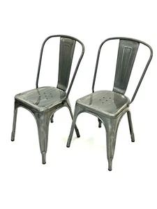 Silver Tolix Metal Chairs, Metal Tolix Furniture, Tolix Chairs, 2 x Silver Chair - Picture 1 of 11