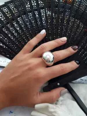 Chunky Dome Ring 925 Sterling Silver Wide Band Ring Women's Ring Handmade Ring - Image 1 of 4