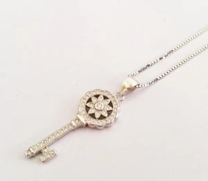 Kabbalah Jewish 925 Sterling Silver zircon Key pendant necklace Israel Made - Picture 1 of 5