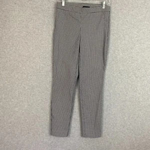 Adrienne Vittadini Pants Womens 4 Black White Check Pull On Mid Rise Career - Picture 1 of 14
