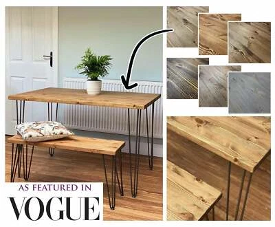 VIET // Scandinavian Wood Dining Table and Bench with Hairpin Legs - Image 1 of 4