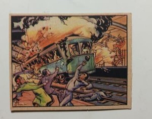 R69  HORRORS OF WARS #70 SUBWAY BLAST KILLS MADRID 1938 NON SPORT GUM CARD VG/EX