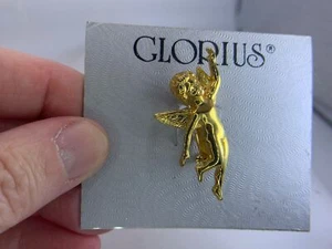 Christmas Angel GLORIUS NOSWT Vintage Gold Pin Brooch M-0146 - Picture 1 of 3