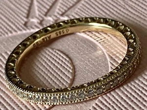 PANDORA Heart Band Cubic Zirconia Yellow Gold 14ct Ring 150181CZ - Picture 1 of 4