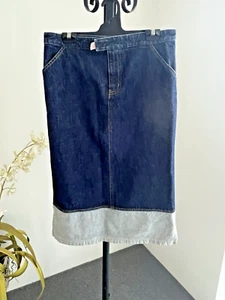 Vintage Y2K Rip Curl Blue Contrast Denim MIDI Cotton High Waisted 12 33 X 31 - Picture 1 of 9