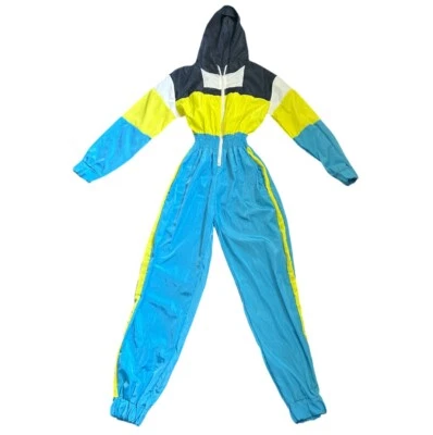Womens One Piece Windsuit Blue Colorblock Full Body Jumpsuit Size M - Image 1 of 4