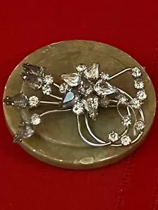 Pin Pendant Brooch Antoinette 1/20 - 12k gold Filled Floral Spray Rhinestone - Picture 1 of 7