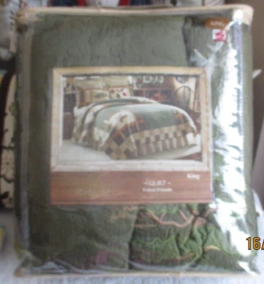 New Hidden Retreat King Size Quilt Forest Friends Green Brown Tan - Image 1 of 4